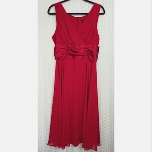 (NEW) Connected Appearl Red Chiffon Midi Dress Size 16